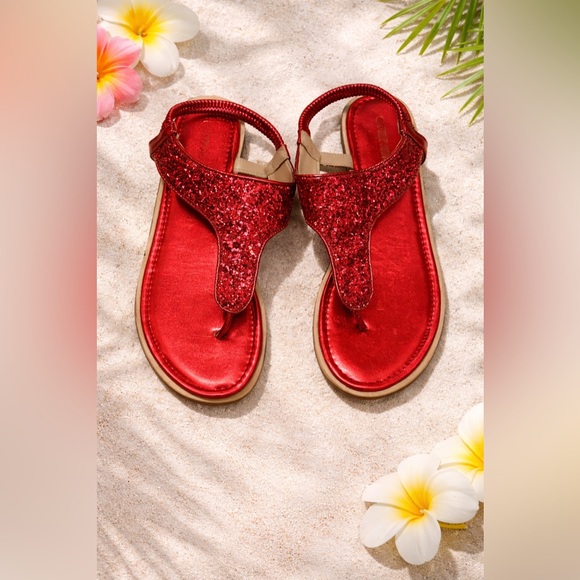 Red Glitter Sandals - Picture 1 of 4